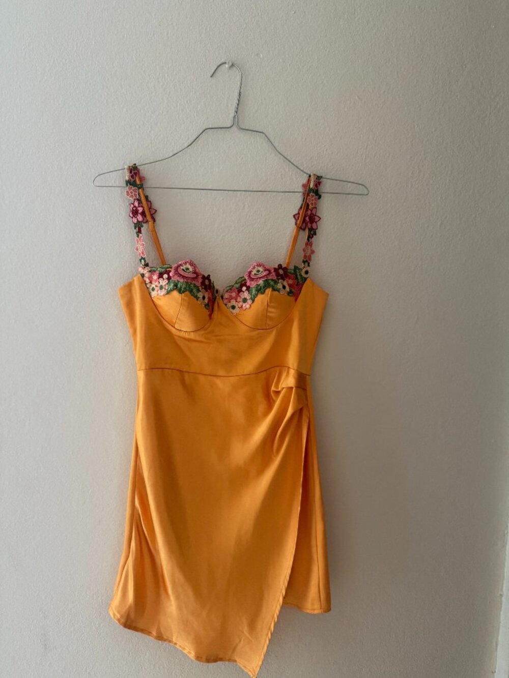 One and Only Collective Floral Embellished Orange Dress